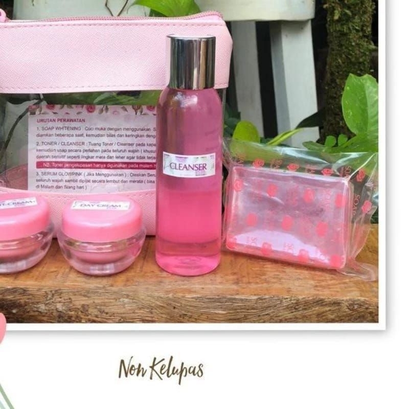 Super pink paket non pengelupasan/ Cream pemutih wajah non pengelupasan