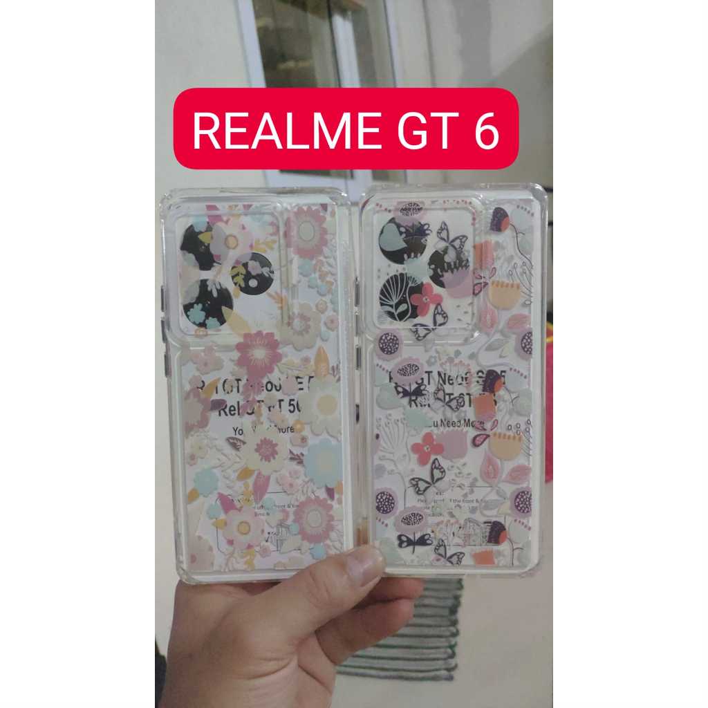 CATH KIDSTON - REALME C63 / GT 6 / C61 Soft Case Silikon Motif Bunga Clear Bening Premium Casing Hp