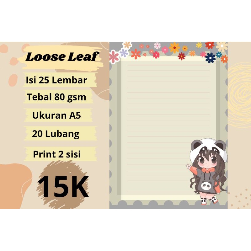 

Kertas Loose Leaf/ Kertas Binder Chibi Panda