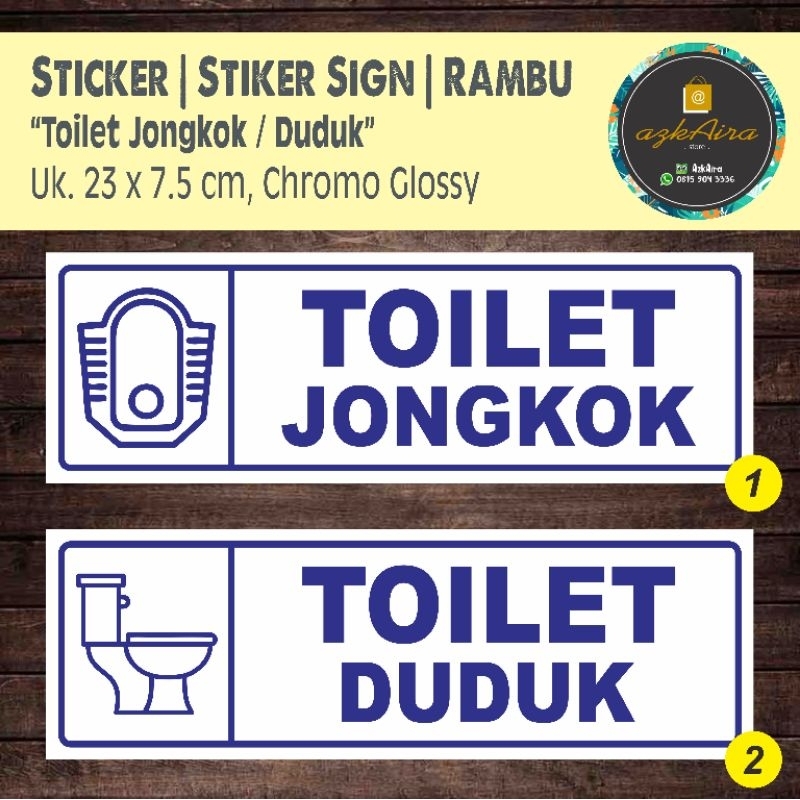 

Sticker Stiker Sign Rambu Toilet Duduk Jongkok - Uk. 23x7.5 cm
