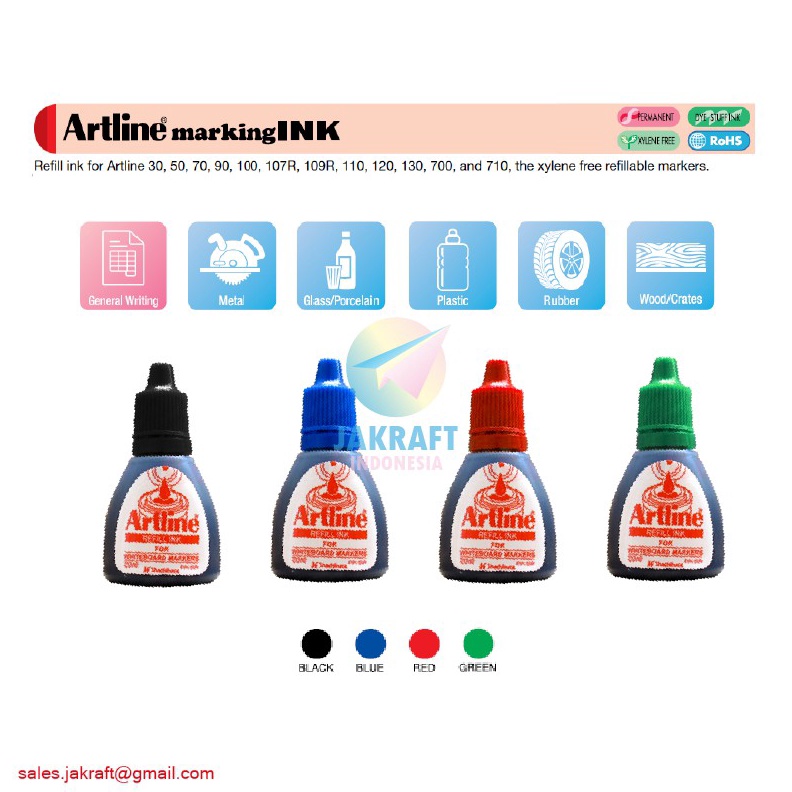 

SPESIAL 1 Pcs Tinta Refill Spidol Permanen ARTLINE Marking Ink ESK2R Isi Segala Jenis Merek Permanent Marker Tidak Bisa Dihapus