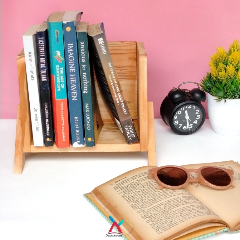 PROMO TERBATAS Rak Buku Kayu Aesthetic  Rak Meja Kerja Minimalis  Rak kayu Meja Kantor ATK