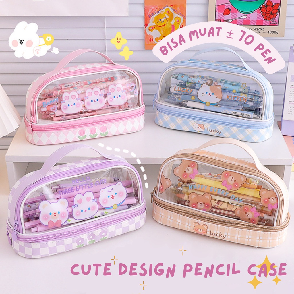 

SERU Mismi Abigail Pencil Case Kotak Pensil Sekolah Kapasitas Besar Dual Slot Trendy Stylish PC5A