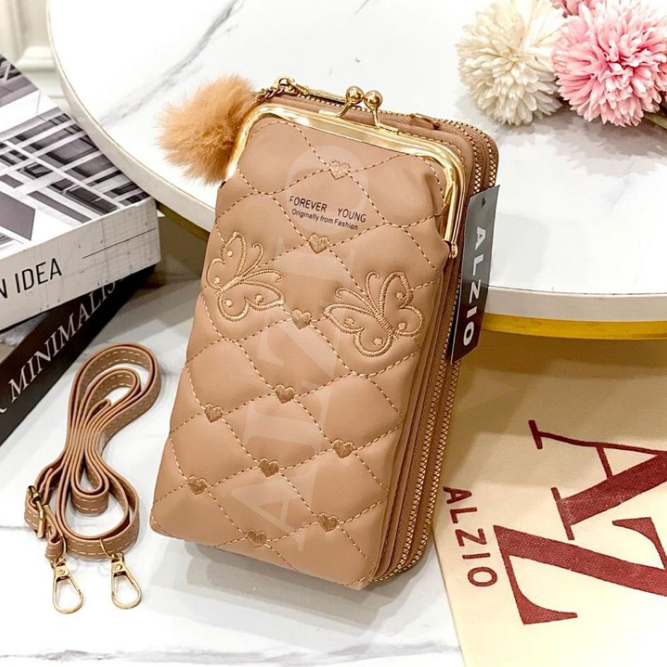 FG2 ALZIO  dompet wanita multifungsi hape hpo sling bag  DOMPET FY 2REST BORDIR BUTTERFLYY