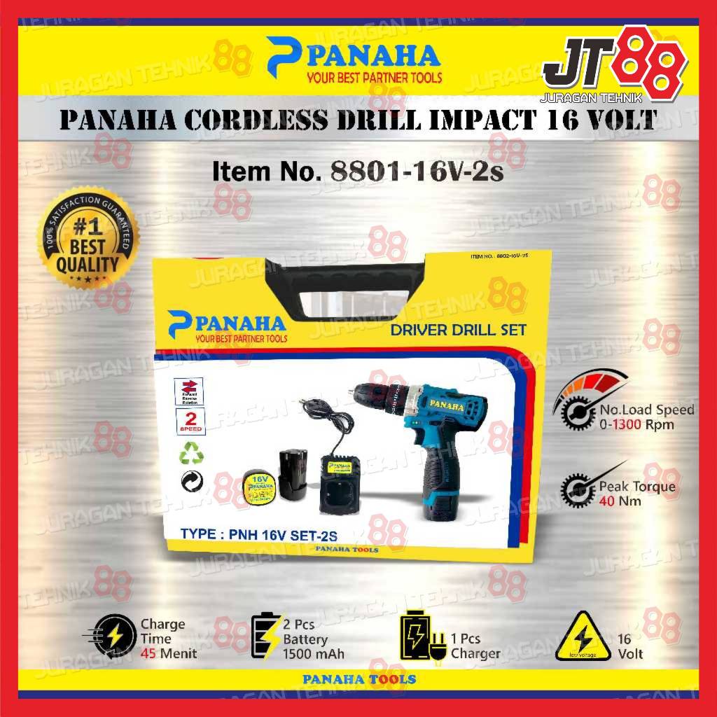 PANAHA 16V Cordless Impact Drill 16 V Bor Baterai Besi Beton Tembok