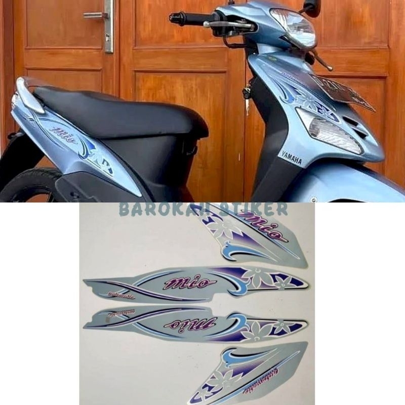 striping stiker motor Yamaha Mio 2004 2005 biru muda telur asin