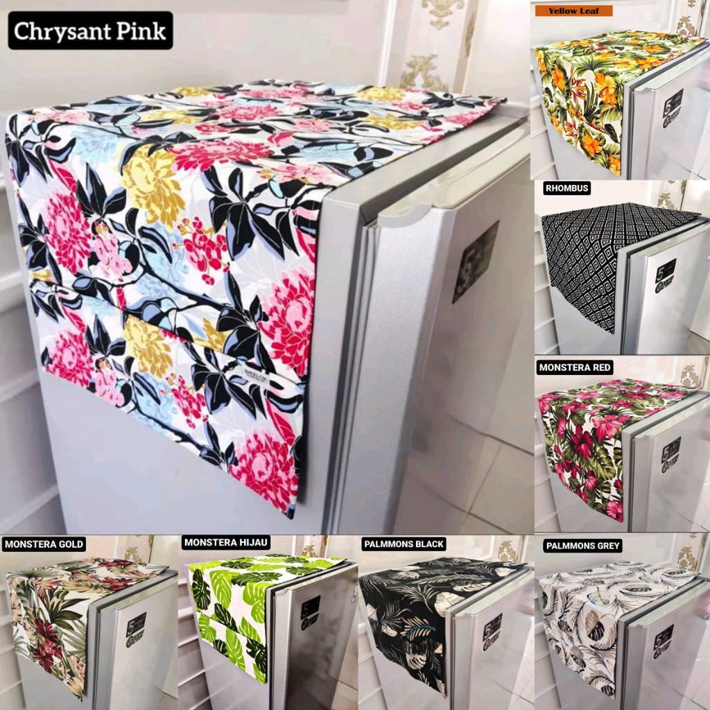 Taplak Kulkas atau Tutup Kulkas 1 Pintu dan 2 Pintu Bahan Kain Kanvas Premium Tebal Aneka Motif