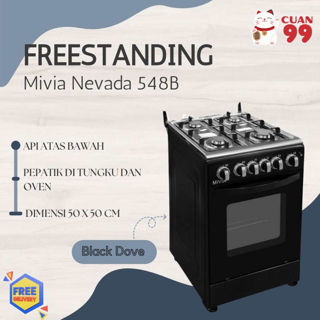 Diamante Kompor Gas Freestanding Mivia Nevada 548B Garansi Resmi
