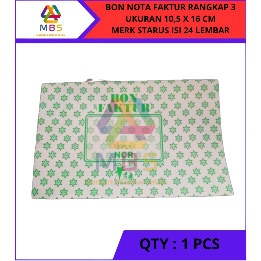 

BON NOTA FAKTUR RANGKAP 3 PLY KECIL UKURAN 10,5 X 16 CM ISI 24 LEMBAR MERK STARUS