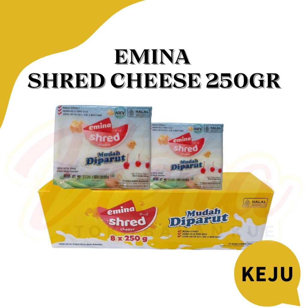 

Emina Shred Cheese 250gr / Keju Mudah Diparut