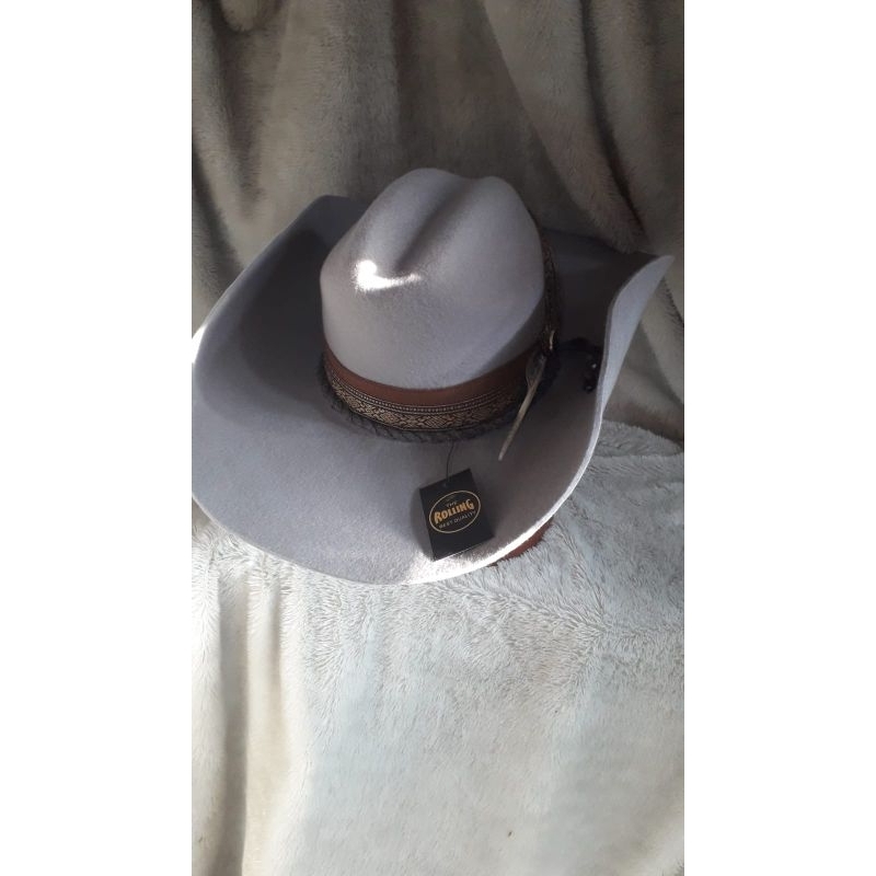 topi fedora koboi laken