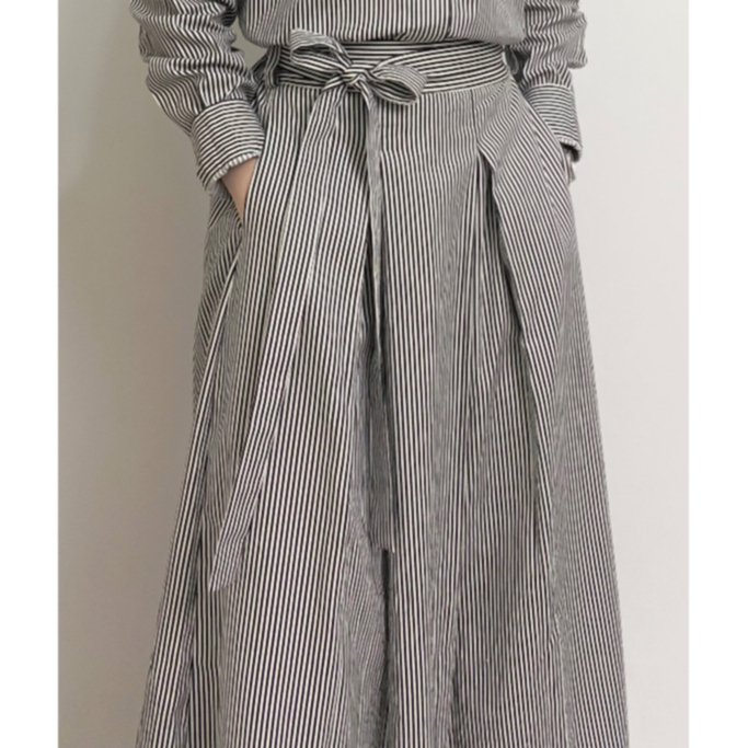 FAS.CO - C' Stripe Skirt NEW Plisket Pocket Rok Panjang - Black | Rok Vintage Katun Full Korean Styl