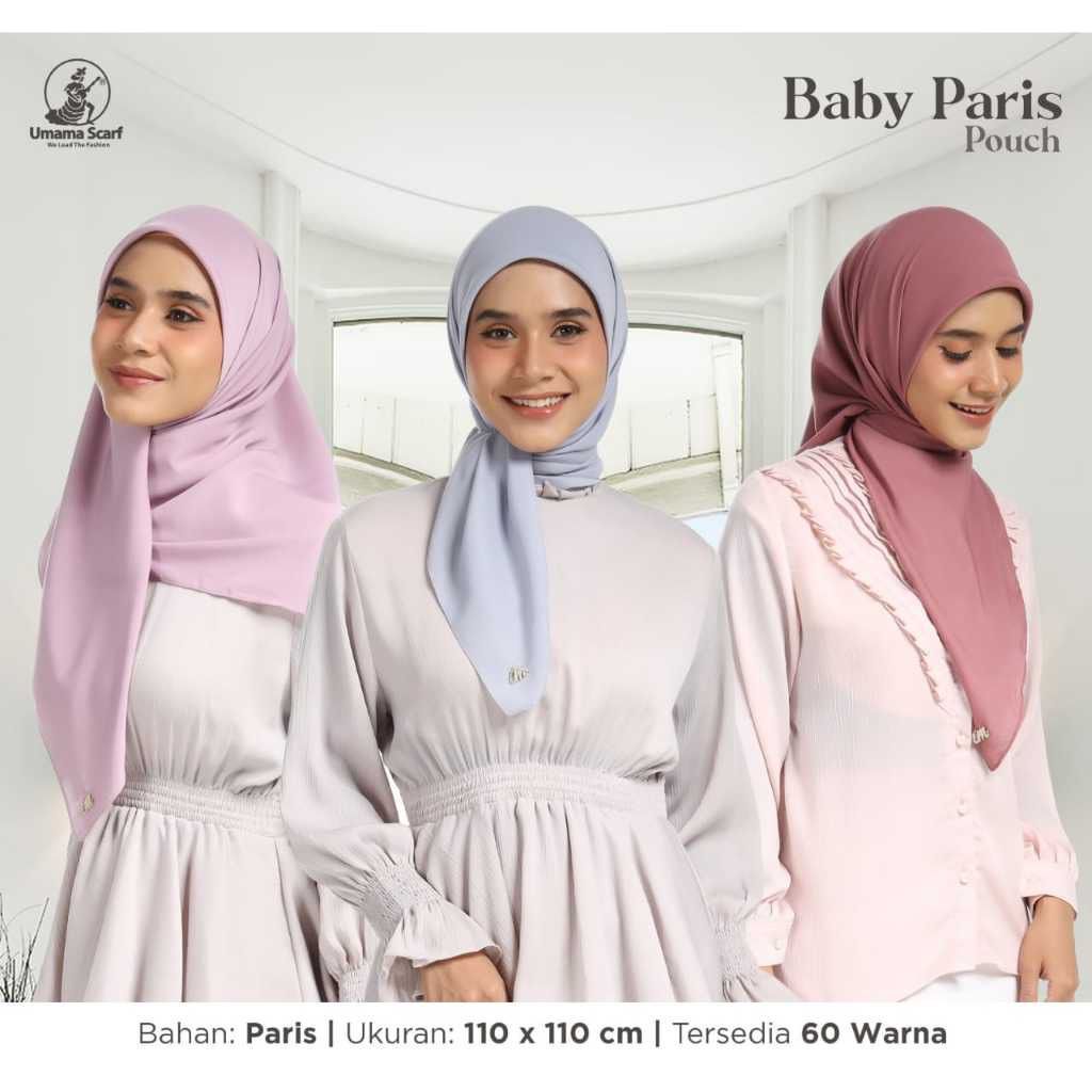 [ORI] Hijab Square Umama Baby Paris 110*110 Free Pouch / Hijab SegiEmpat Premium / Umama Polos Nude 