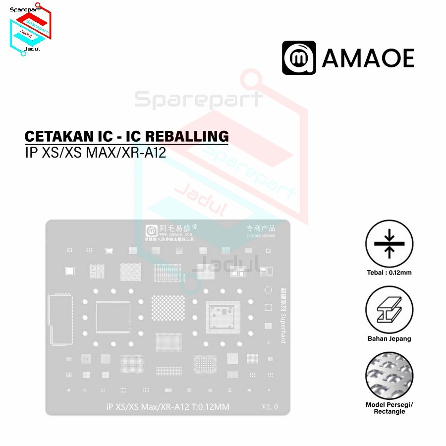 Amaoe Cetakan IC IP XS/XS MAX/XR-A12 BGA Reballing For Iphone XS/XS MAX/XR 0.12mm Cetakan Amaoe Orig