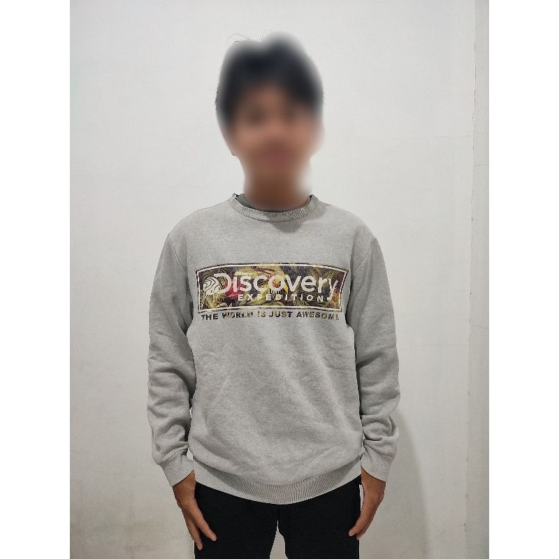 Crewneck Discovery Expedition Abu Original Sablon Tebal