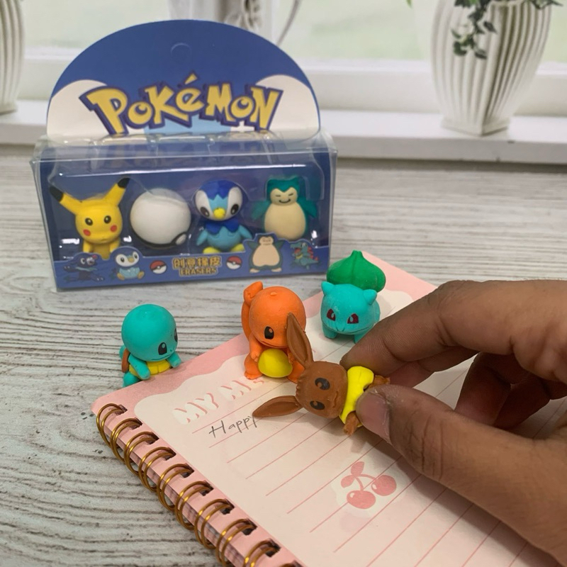 

Penghapus Pokemon 1 Set Miniatur isi 4 pcs alat tulis anak sekolah eraser V2 ER-1426