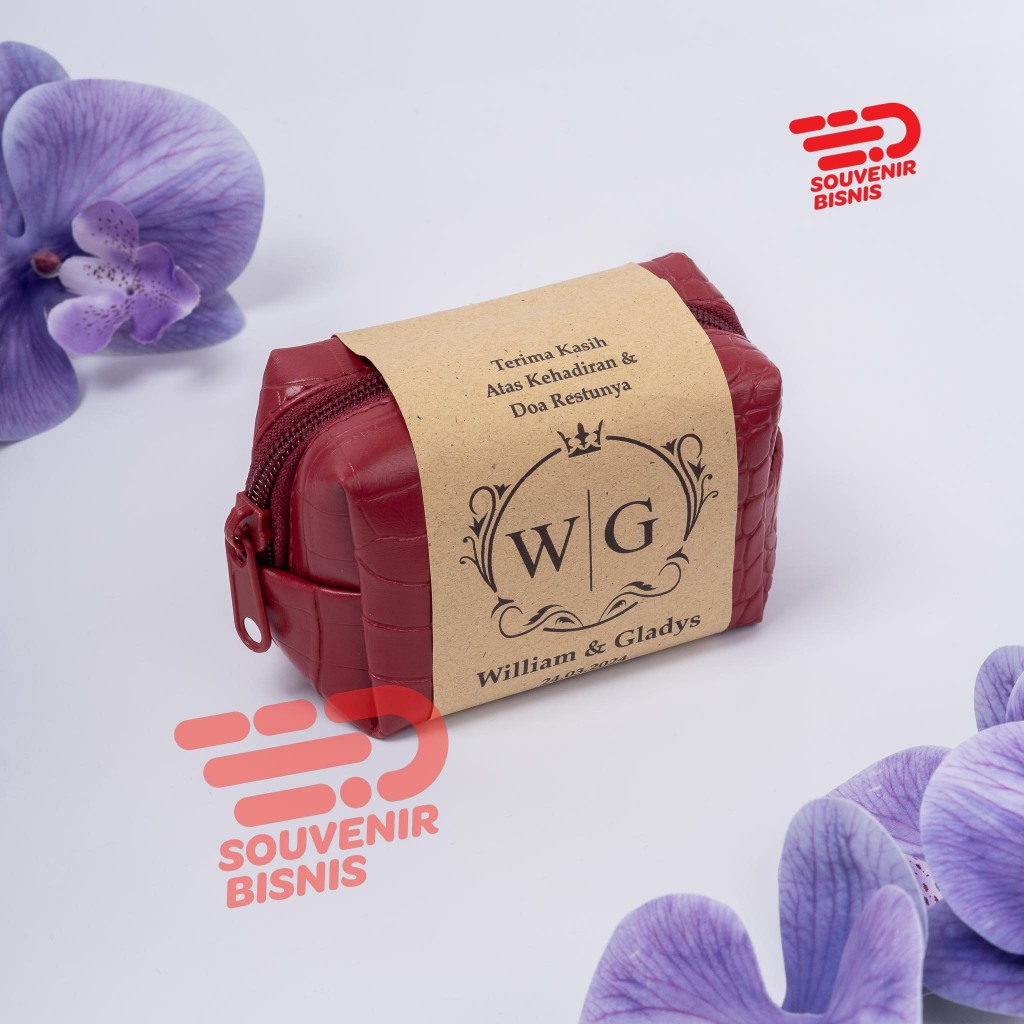 Souvenir Bisnis pouch kubus mini croco 9x7x5 souvenir pernikahan pouch boxy bahan croco vinyl prada 