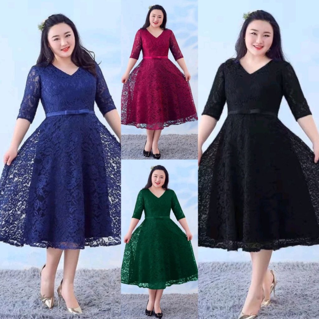 TERBARU - DRESS BRUKAT JUMBO CHRISTEL XXL - LI16 - DRESS BIG SIZE VNECK - MIDI DRESS JUMBO - DRESS K