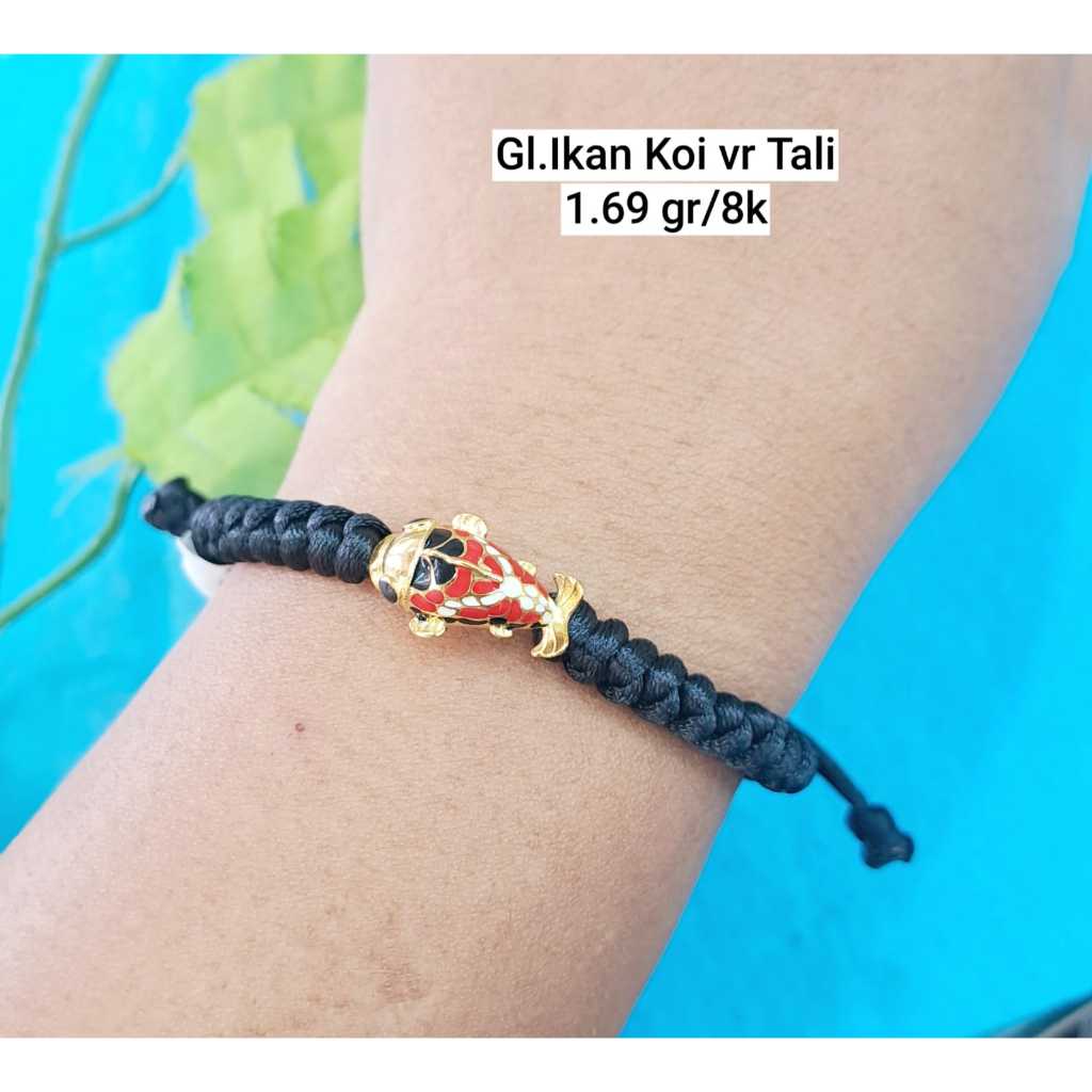 Gelang tali variasi charm ikan koi kadar 375 8k