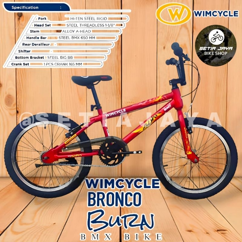 Sepeda Anak Laki BMX 20 Inch WIMCYCLE BRONCO BURN Steel New