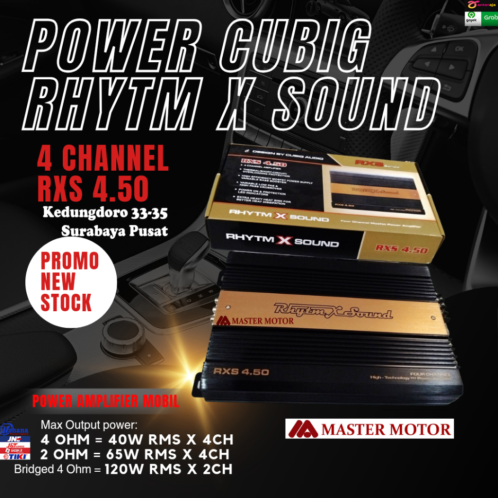 POWER CUBIG RHYTM X SOUND RXS 4.50 4 Ohm 40W RMS 2 Ohm 65W 4 channel Amplifier Audio Mobil