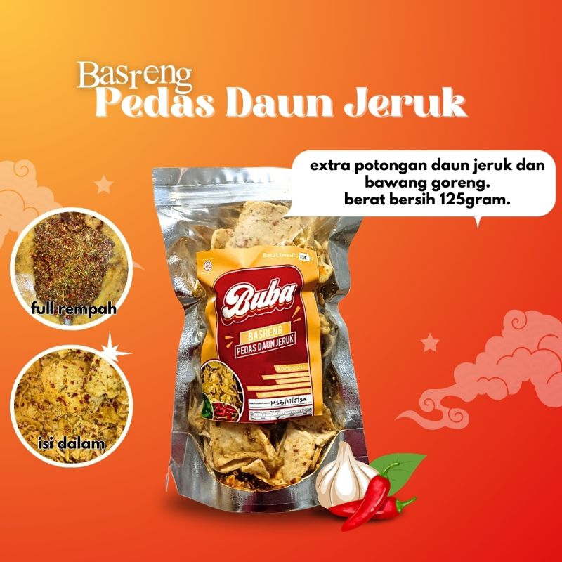 

KERIPIK BASO GORENG/BASRENG PREMIUM PEDAS DAUN JERUK 125gr