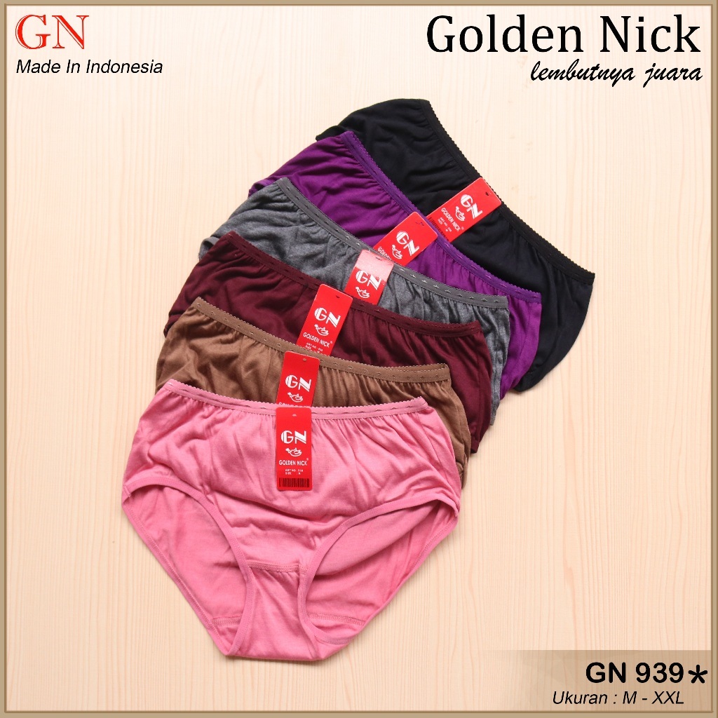 6 pcs CD Golden Nick 939 Gelap | Golden Nick - Celana Dalam Wanita Warna Gelap CD Golden Nick Murah 