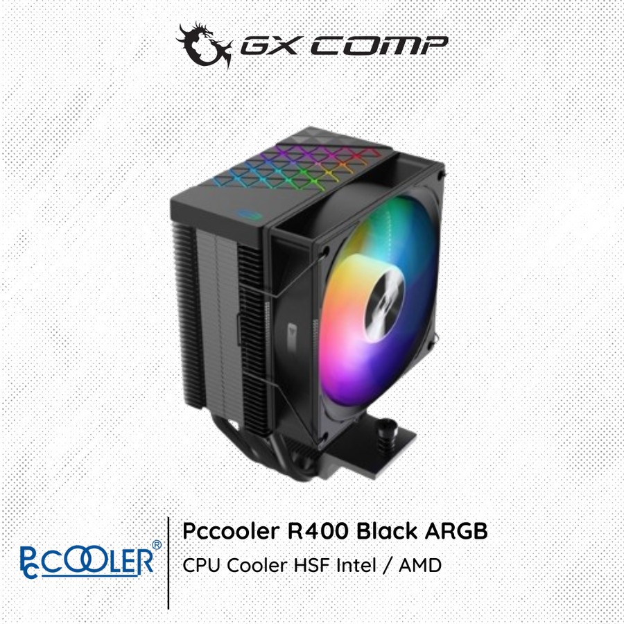 Pccooler R400 Black ARGB | CPU Cooler HSF Intel / AMD