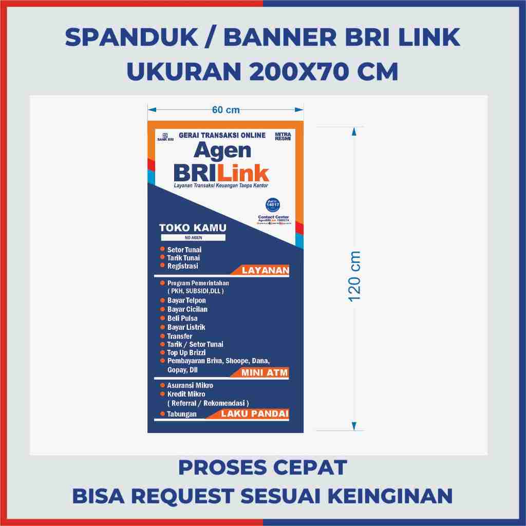 Spanduk Banner Agen Brilink Banner Spanduk Transfer Bank Ukuran Variasi