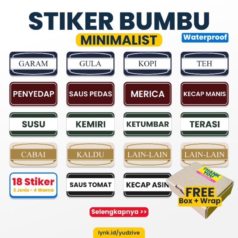 

Paket 18 pcs Sticker Label Bumbu - Desain Minimalis Modern, Anti Air, Percantik Dapur