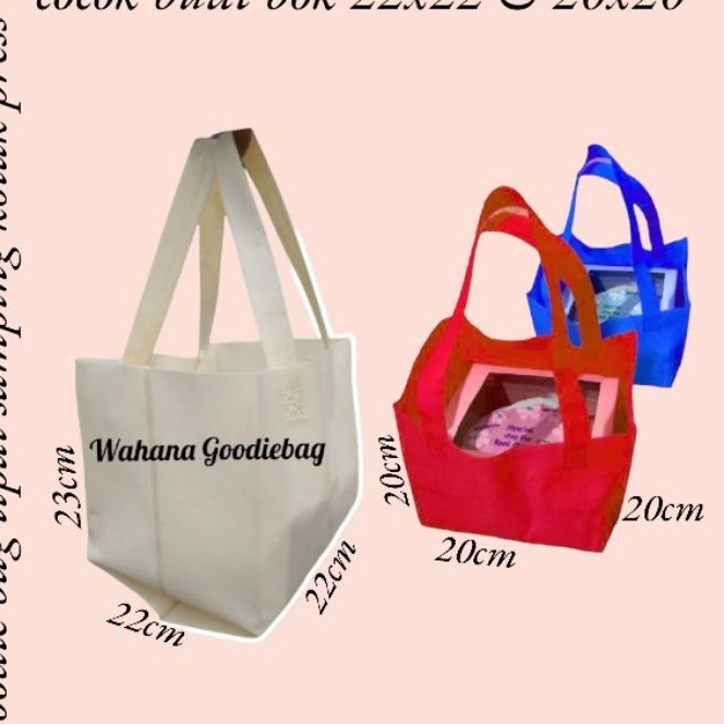 

Eksklusif Goodie Bag 1 Pak 6pcs Tas Spundbond Lipat Samping Bok 22x22x23Tas kotak NasiTas Hajatan