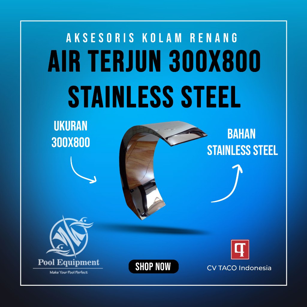 Air Terjun Kolam Renang Stainless Steel 300x800mm