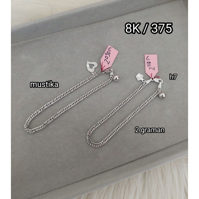 Gelang putih model rantai holo emas 8K - Mustika