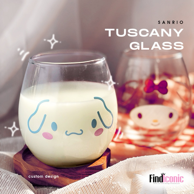KUMA STORE Gelas Karakter Sanrio Tuscany Cinnamoroll Hello Kitty Melody Rilakkuma Kado Hampers Unik 