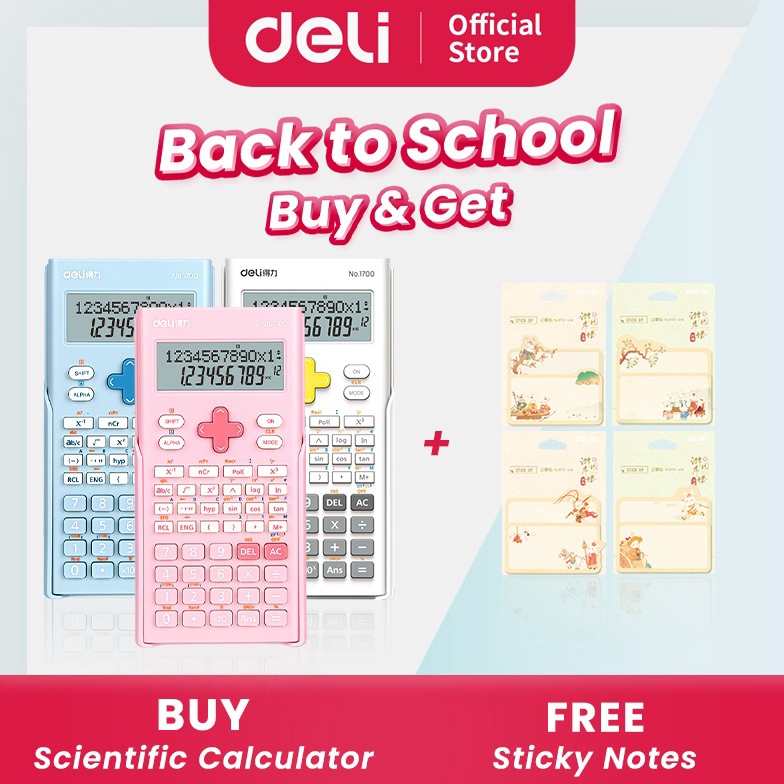 

Deli Calculator Scientific Kalkulator 24 Fungsi Kalkulasi 3 Warna 17 KODE C5I1