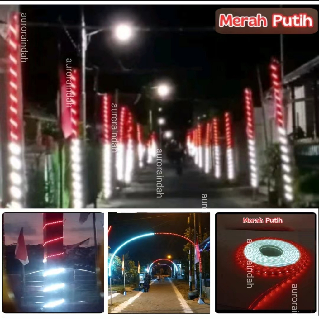 PAKET LAMPU LED STRIP SELANG MERAH+ PUTIH +ADAPTOR 3528 220V 4M~ 12METER MERAH+ PUTIH