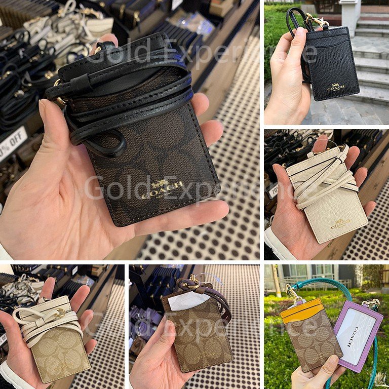 

COACH lanyard Kartu kerjapemegang kartu id DIY klasik originalname tag holderSIX color KODE N5I9