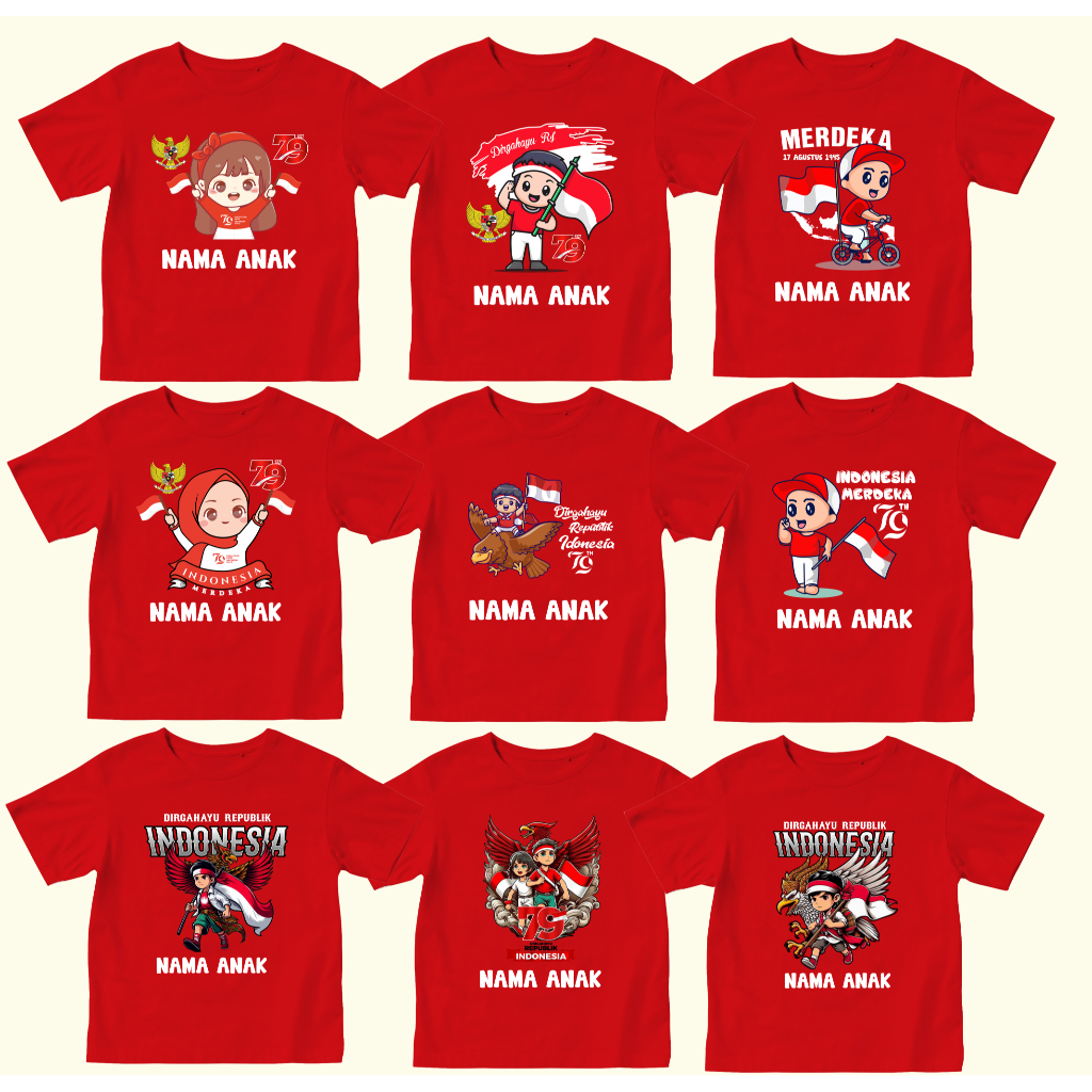 Kaos Anak 17 Agustus Laki-Laki Dan Perempuan Costume Nama Sendiri VOL 1
