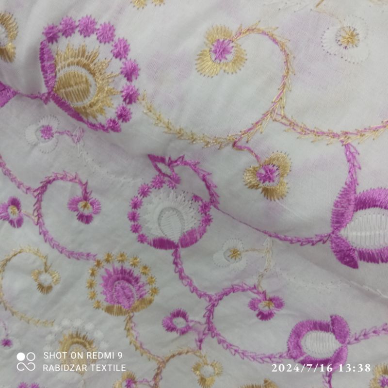 KAIN KATUN BORDIR WARNA UNGU