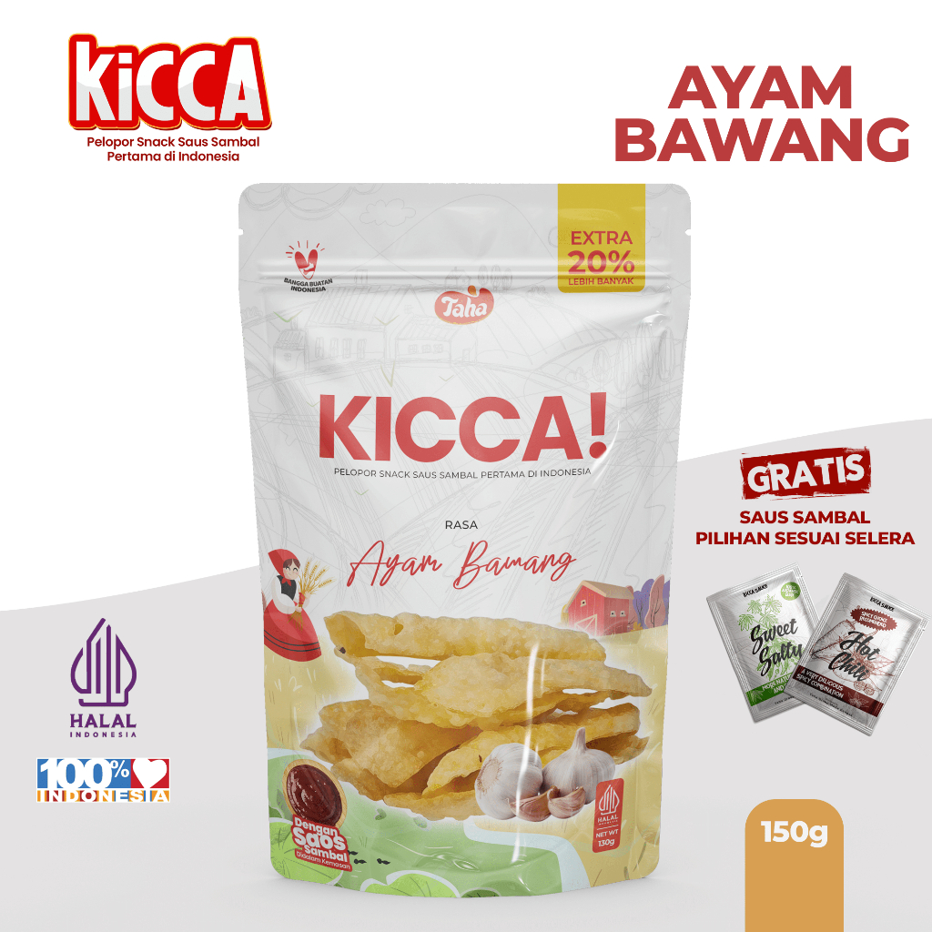 

KERIPIK SAOS SAMBAL KICCA SNACK Rasa Ayam Bawang Sehat Pilihan Nikmat 130g