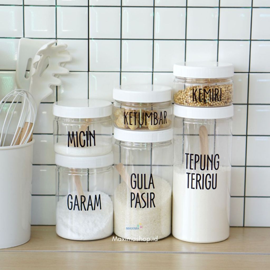 Toples Plastik Bumbu Dapur dan Stiker Bumbu / Toples Bumbu / Toples Dapur / Wadah bumbu ( Part 2 )