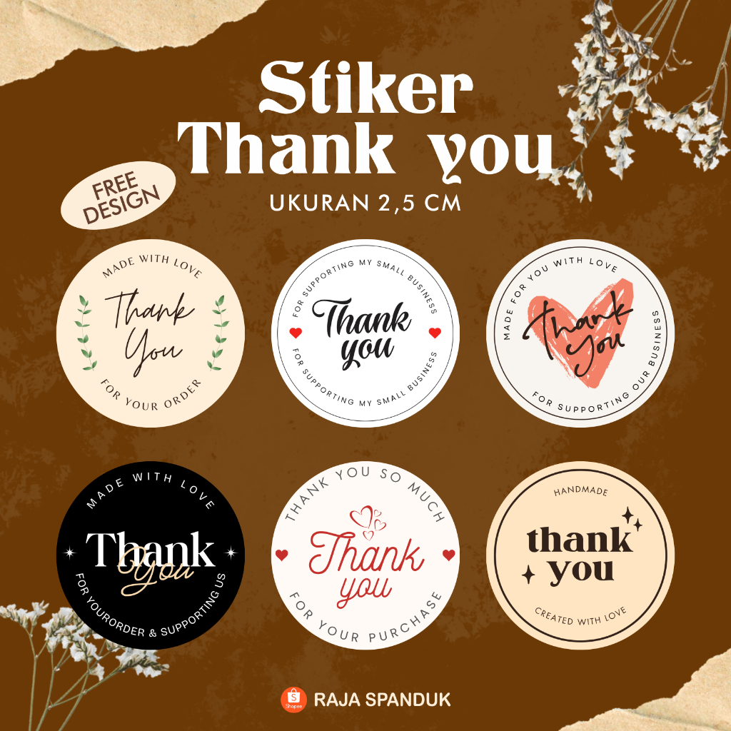 

[COD]STIKER THANK YOU SEGEL BOX KEMASAN | STIKER TERIMAKASIH AESTHETIC UKURAN 2,5 CM