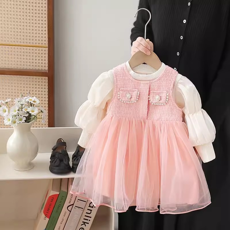 Dress Import Anak Perempuan Usia 1-4 Tahun | Pakaian Premium Anak Cewek Mode Dress 2in1 Lengan Panja