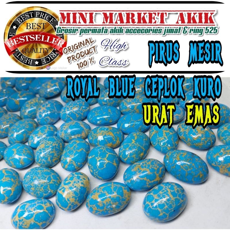 Mata cincin batu pirus mesir urat emas jumbo mumbul njenong / batu akik virus blue fanci ceplok kuro