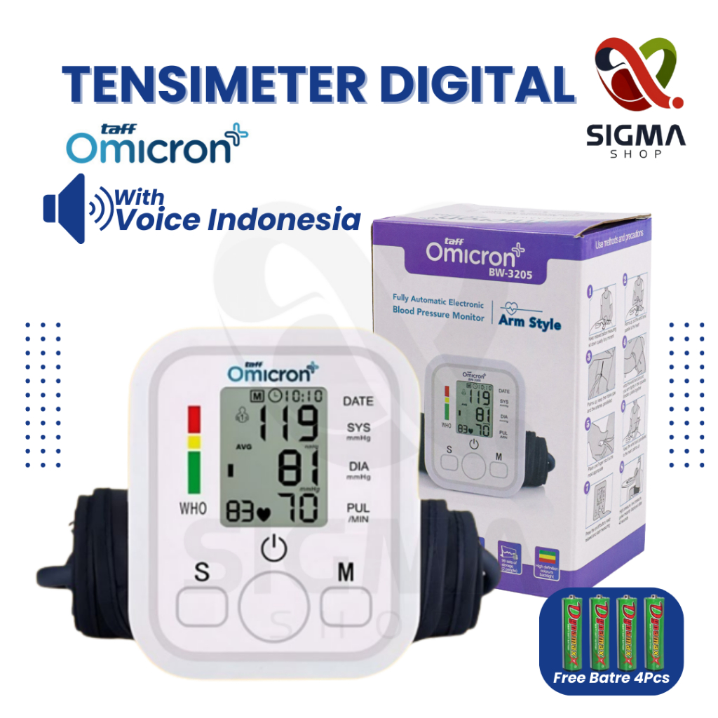 Taff Omicron Tensimeter Digital Alat Tensi Darah / Pengukur Tekanan Darah / Blood Pressure Monitor T