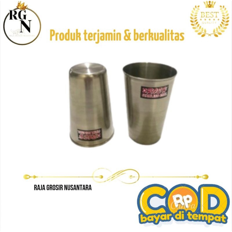 Gelas Bidding Stainless Steel Anti karat Rosh 250 ml