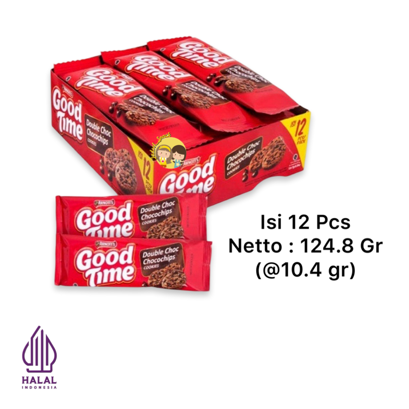 

GROSIR - GOOD TIME 12 X 10.4 Gr Double Choco Chip Rasa Cokelat by Jadoel_Snack