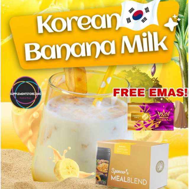 

(FREE GOLD+SHAKER!) PROMO SPENCERS MEALBLEND KOREAN BANANA MILK Meal Replacement Chia Almond Milk Pengganti Sarapan