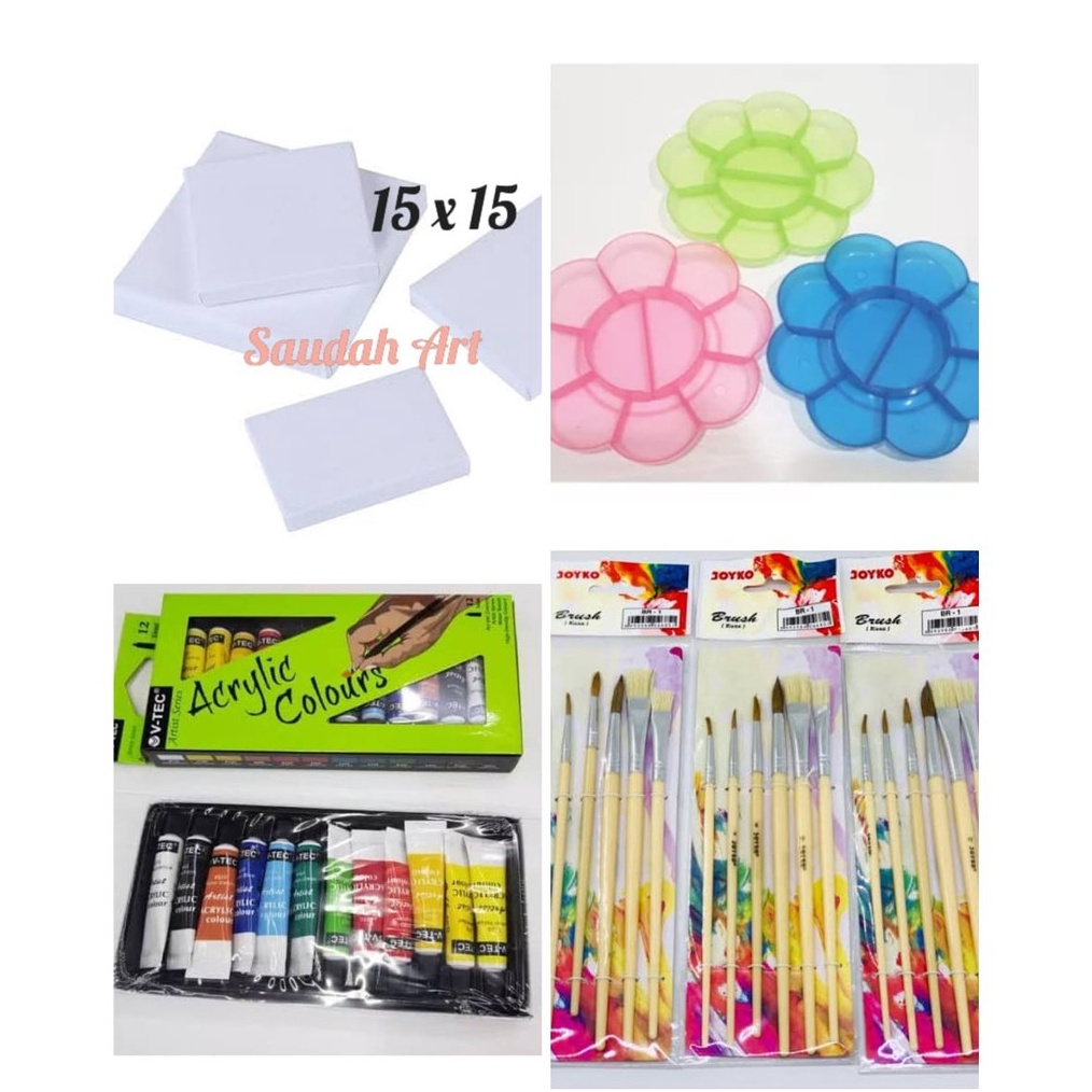 

PRODUCT TERKECE Paket Kanvas Lukis kanvas 15x15paletkuascat akrilik