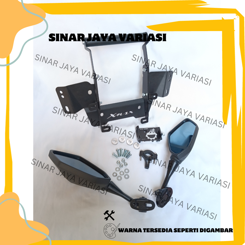 PAKET BREKET SERVO SERPO SPION MODEL NINJA DAN HOLDER HP ALUMUNIUM Z072 MOTOR XMAX-250/300 TERBARU B